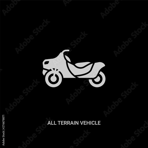white all terrain vehicle vector icon on black background. modern flat all terrain vehicle from transportation concept vector sign symbol can be use for web, mobile and logo.