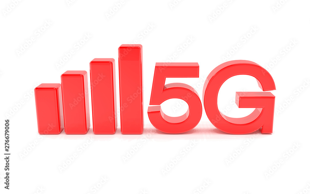 3d rendering of the fast 5G mobile network - red