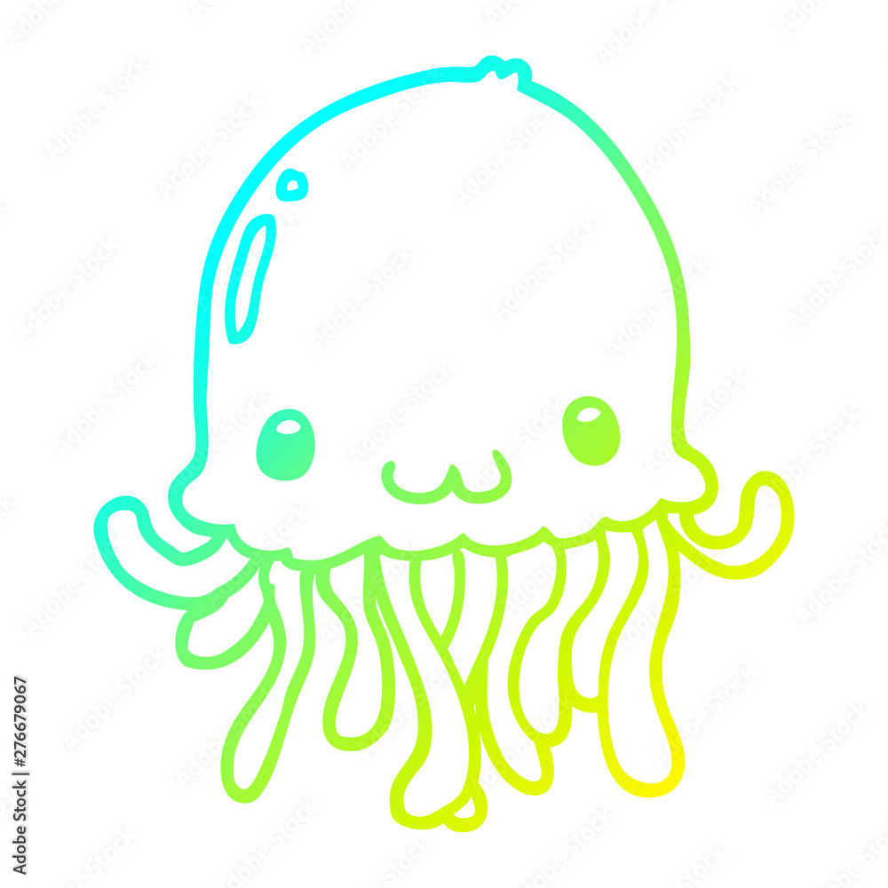 cold gradient line drawing cartoon jellyfish cold gradient line drawing cartoon jellyfish