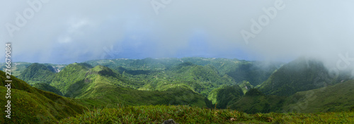 panorama of mountains Pelée with tropical forest Martinique island