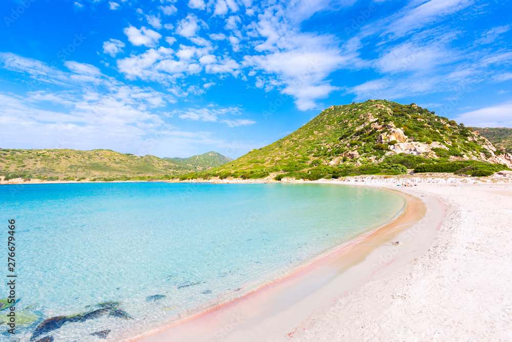View of a Punta Molentis beach, Sardinia, Italy