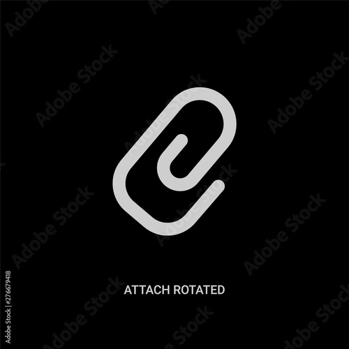white attach rotated vector icon on black background. modern flat attach rotated from ultimate glyphicons concept vector sign symbol can be use for web, mobile and logo.
