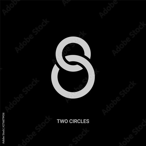 white two circles vector icon on black background. modern flat two circles from ultimate glyphicons concept vector sign symbol can be use for web, mobile and logo.