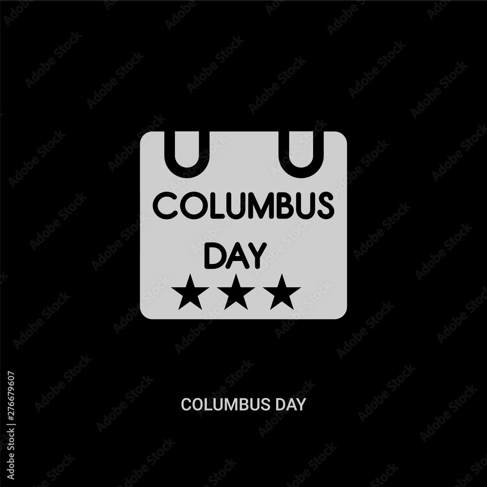 white columbus day vector icon on black background. modern flat columbus day from united states of america concept vector sign symbol can be use for web, mobile and logo.