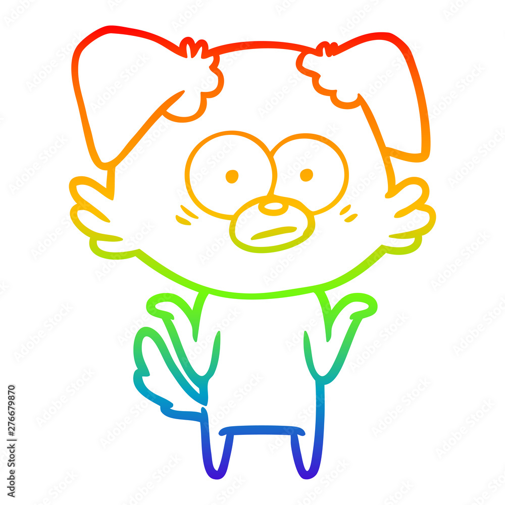 Obraz premium rainbow gradient line drawing nervous dog cartoon