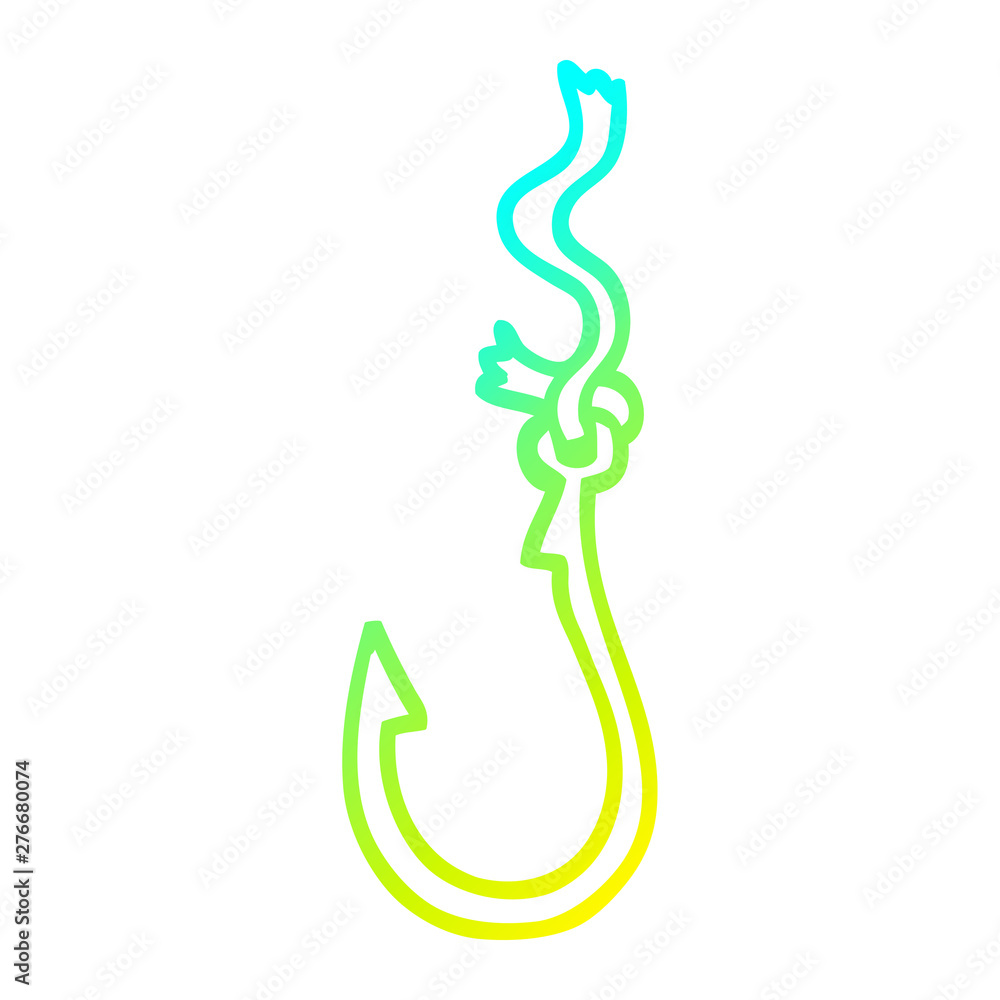 cold gradient line drawing cartoon fish hook