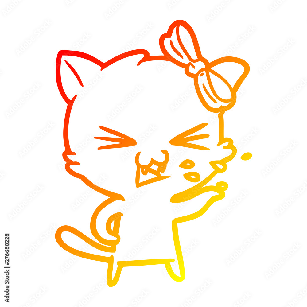 Obraz premium warm gradient line drawing cartoon cat