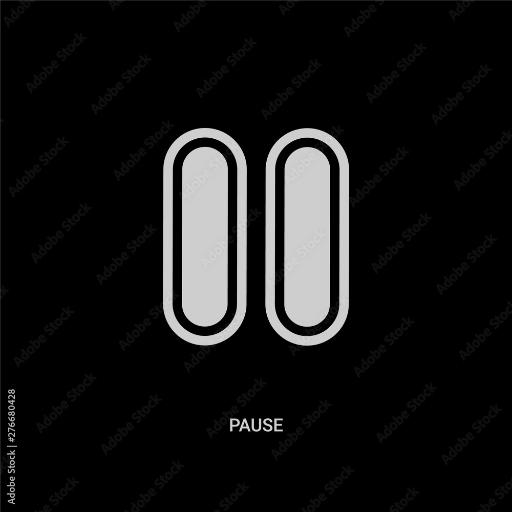 white pause vector icon on black background. modern flat pause from user interface concept vector sign symbol can be use for web, mobile and logo. white pause vector icon on black background. modern flat pause from user interface concept vector sign symbol can be use for web, mobile and logo.