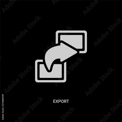 white export vector icon on black background. modern flat export from user interface concept vector sign symbol can be use for web, mobile and logo.