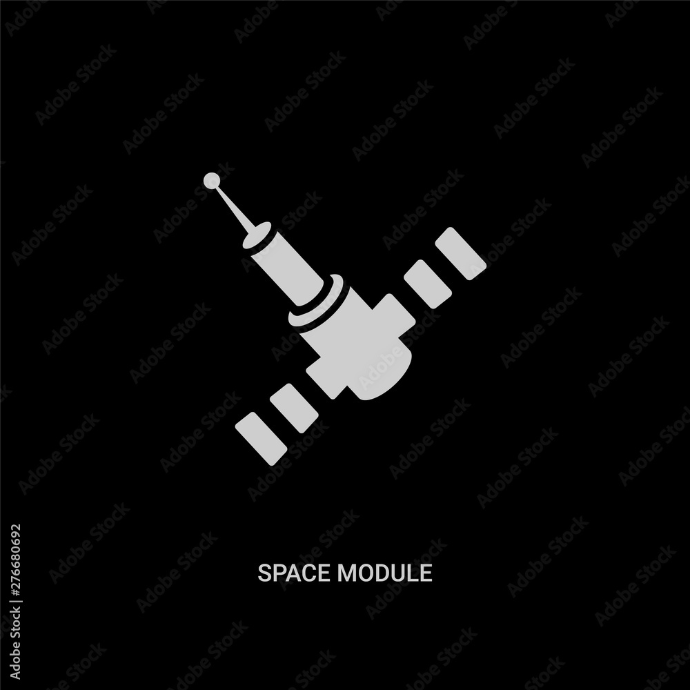 white space module vector icon on black background. modern flat space module from astronomy concept vector sign symbol can be use for web, mobile and logo.