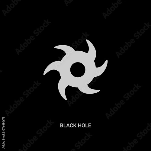 white black hole vector icon on black background. modern flat black hole from astronomy concept vector sign symbol can be use for web, mobile and logo.