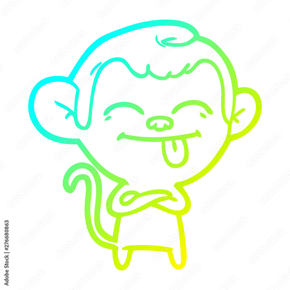 cold gradient line drawing funny cartoon monkey cold gradient line drawing funny cartoon monkey