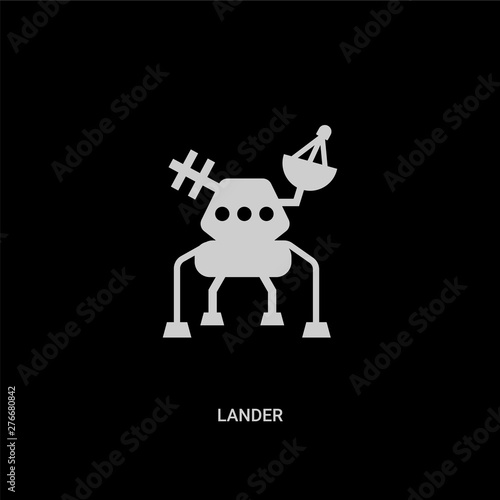 white lander vector icon on black background. modern flat lander from astronomy concept vector sign symbol can be use for web, mobile and logo.