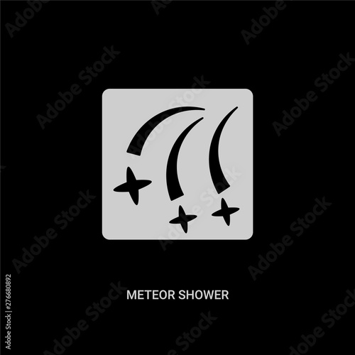 white meteor shower vector icon on black background. modern flat meteor shower from astronomy concept vector sign symbol can be use for web, mobile and logo.