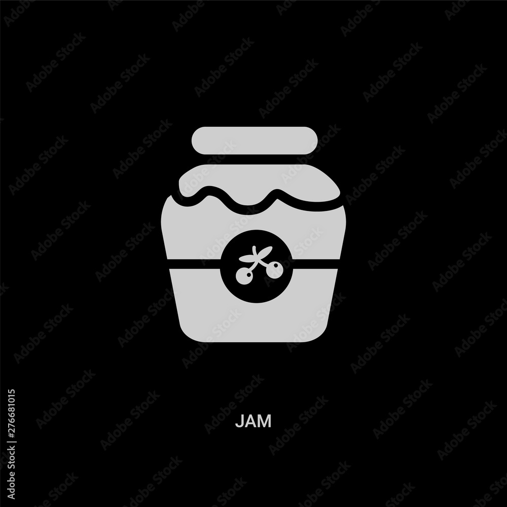 white jam vector icon on black background. modern flat jam from autumn concept vector sign symbol can be use for web, mobile and logo. white jam vector icon on black background. modern flat jam from autumn concept vector sign symbol can be use for web, mobile and logo.