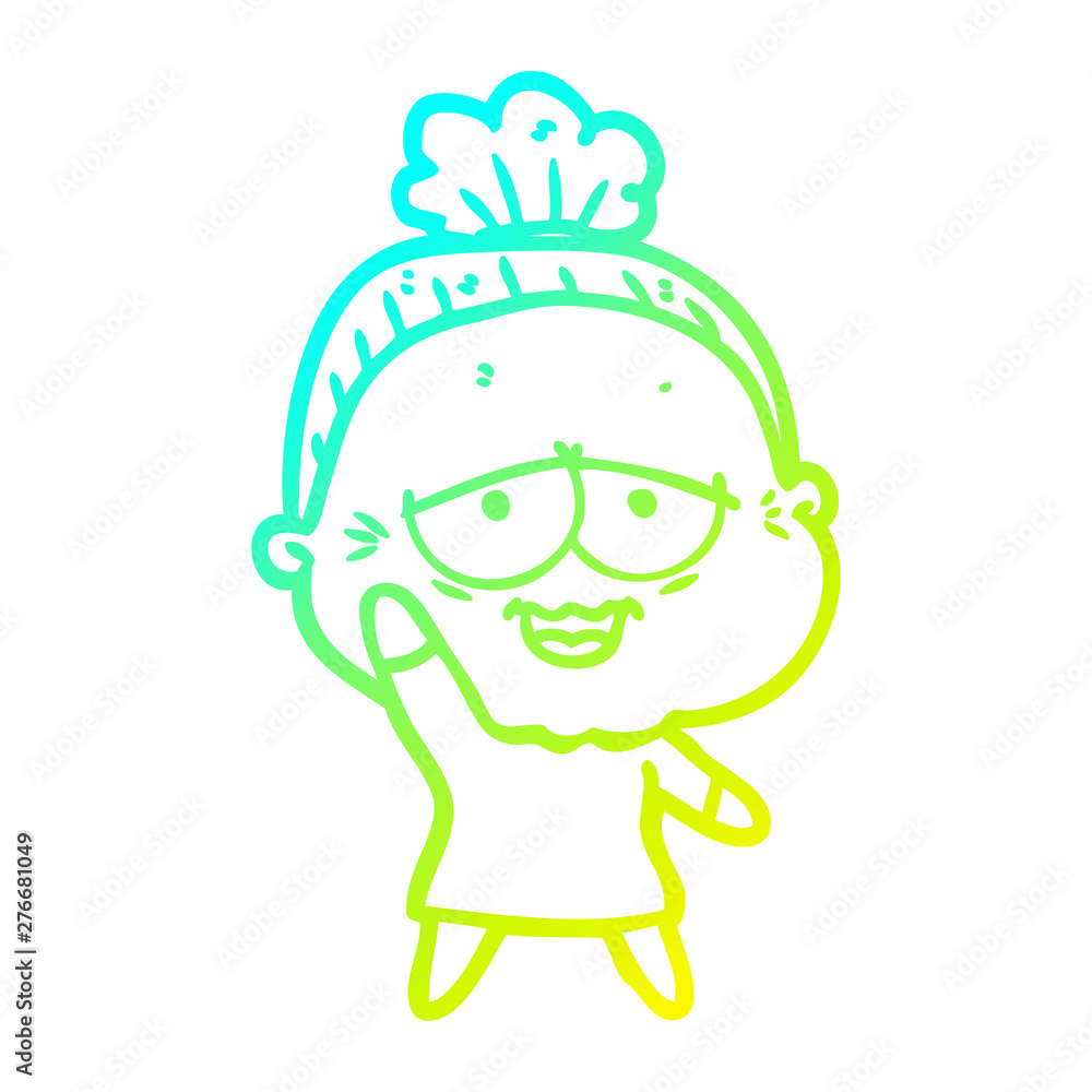 cold gradient line drawing cartoon happy old lady cold gradient line drawing cartoon happy old lady
