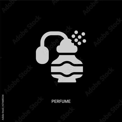 white perfume vector icon on black background. modern flat perfume from beauty concept vector sign symbol can be use for web, mobile and logo.