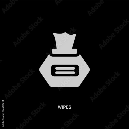 white wipes vector icon on black background. modern flat wipes from beauty concept vector sign symbol can be use for web, mobile and logo.