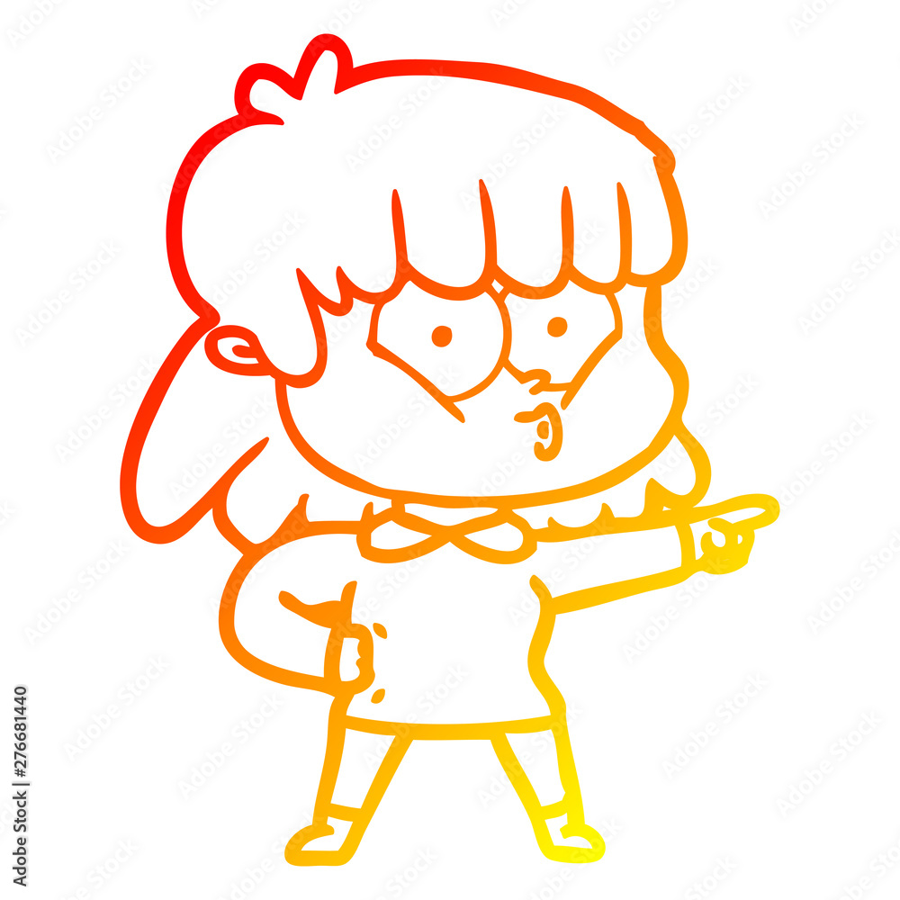 warm gradient line drawing cartoon whistling girl warm gradient line drawing cartoon whistling girl