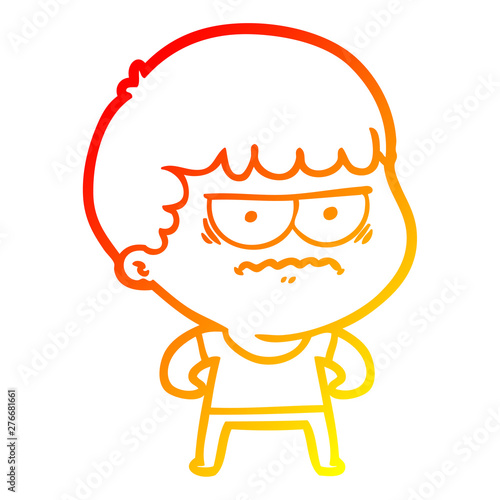 warm gradient line drawing cartoon annoyed man