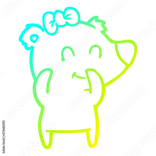 cold gradient line drawing female bear cartoon