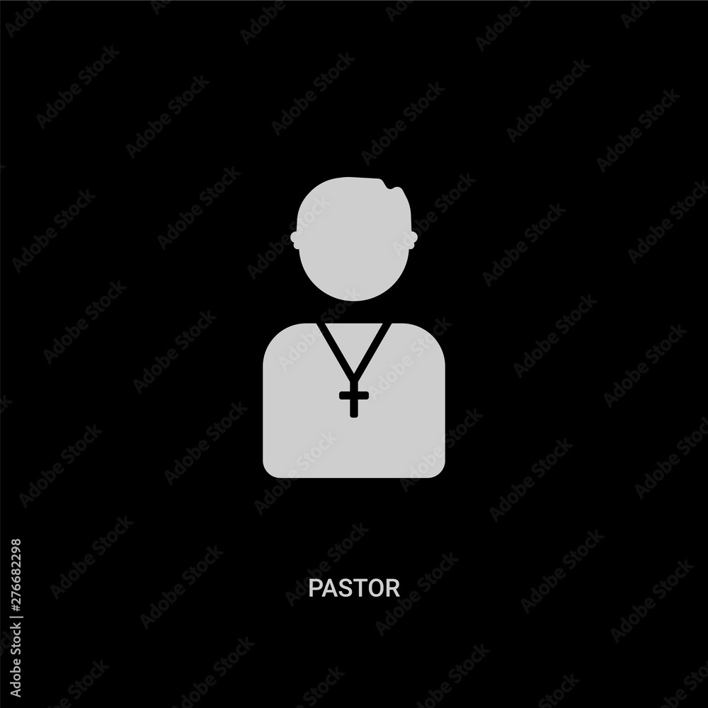 white pastor vector icon on black background. modern flat pastor from birthday party and wedding concept vector sign symbol can be use for web, mobile and logo. white pastor vector icon on black background. modern flat pastor from birthday party and wedding concept vector sign symbol can be use for web, mobile and logo.
