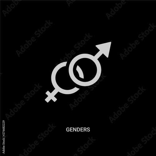 white genders vector icon on black background. modern flat genders from birthday party and wedding concept vector sign symbol can be use for web, mobile and logo.