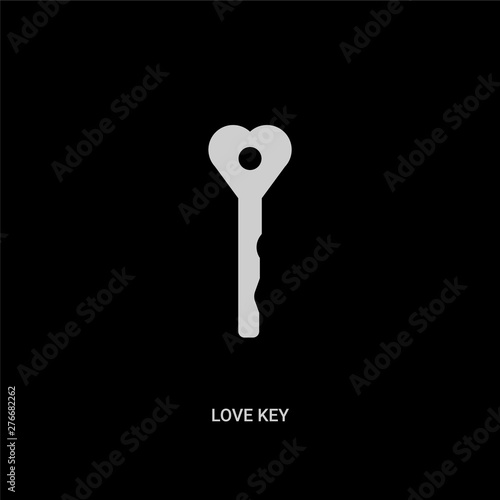 white love key vector icon on black background. modern flat love key from birthday party and wedding concept vector sign symbol can be use for web, mobile and logo.