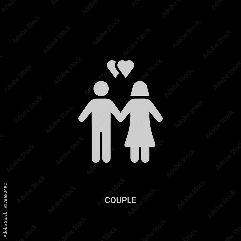 white couple vector icon on black background. modern flat couple from birthday party and wedding concept vector sign symbol can be use for web, mobile and logo. white couple vector icon on black background. modern flat couple from birthday party and wedding concept vector sign symbol can be use for web, mobile and logo.