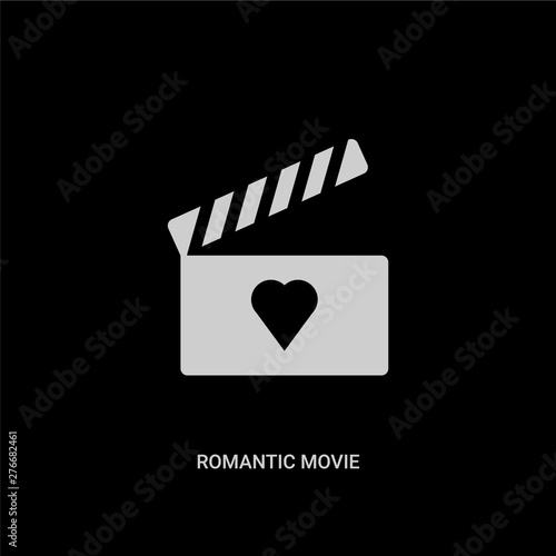 white romantic movie vector icon on black background. modern flat romantic movie from birthday party and wedding concept vector sign symbol can be use for web, mobile and logo.