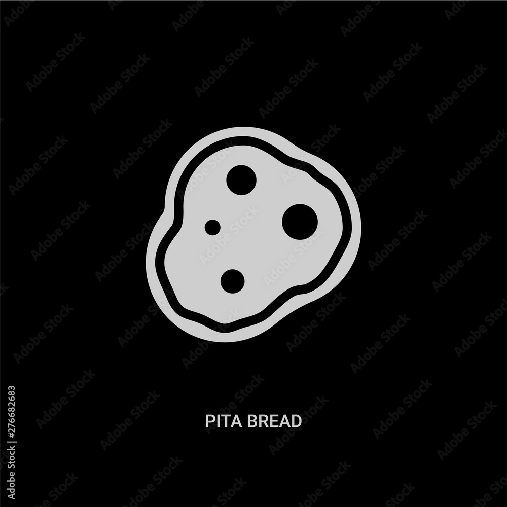 white pita bread vector icon on black background. modern flat pita bread from bistro and restaurant concept vector sign symbol can be use for web, mobile and logo. white pita bread vector icon on black background. modern flat pita bread from bistro and restaurant concept vector sign symbol can be use for web, mobile and logo.