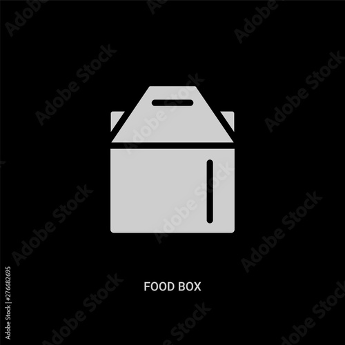 white food box vector icon on black background. modern flat food box from bistro and restaurant concept vector sign symbol can be use for web, mobile and logo.