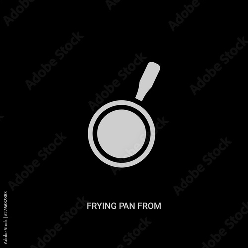 white frying pan from top vector icon on black background. modern flat frying pan from top from bistro and restaurant concept vector sign symbol can be use for web, mobile and logo.