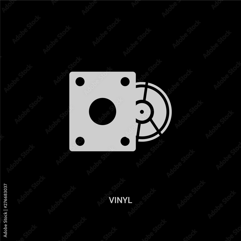 white vinyl vector icon on black background. modern flat vinyl from blogger and influencer concept vector sign symbol can be use for web, mobile and logo. white vinyl vector icon on black background. modern flat vinyl from blogger and influencer concept vector sign symbol can be use for web, mobile and logo.