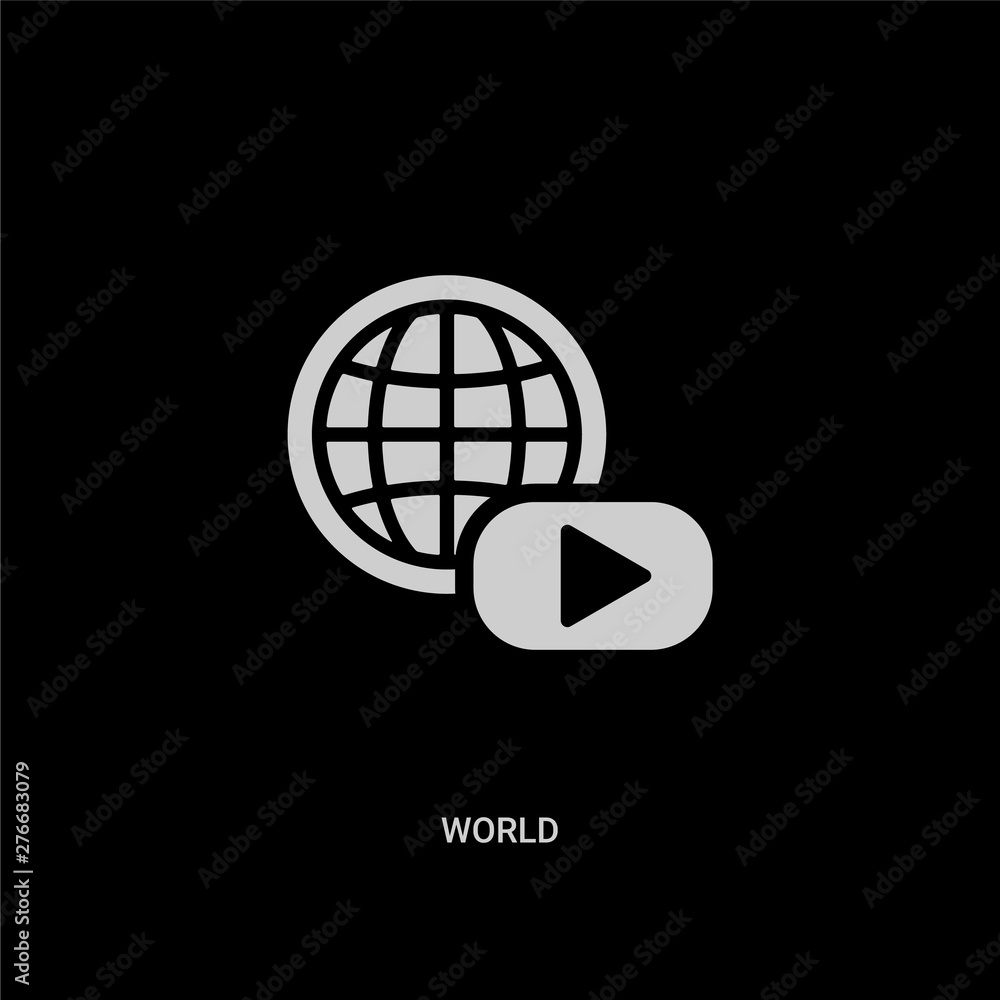 white world vector icon on black background. modern flat world from blogger and influencer concept vector sign symbol can be use for web, mobile and logo. white world vector icon on black background. modern flat world from blogger and influencer concept vector sign symbol can be use for web, mobile and logo.
