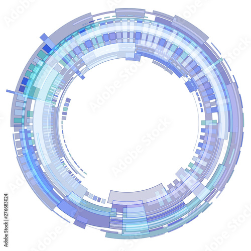 Circle of light-blue geometric shapes  