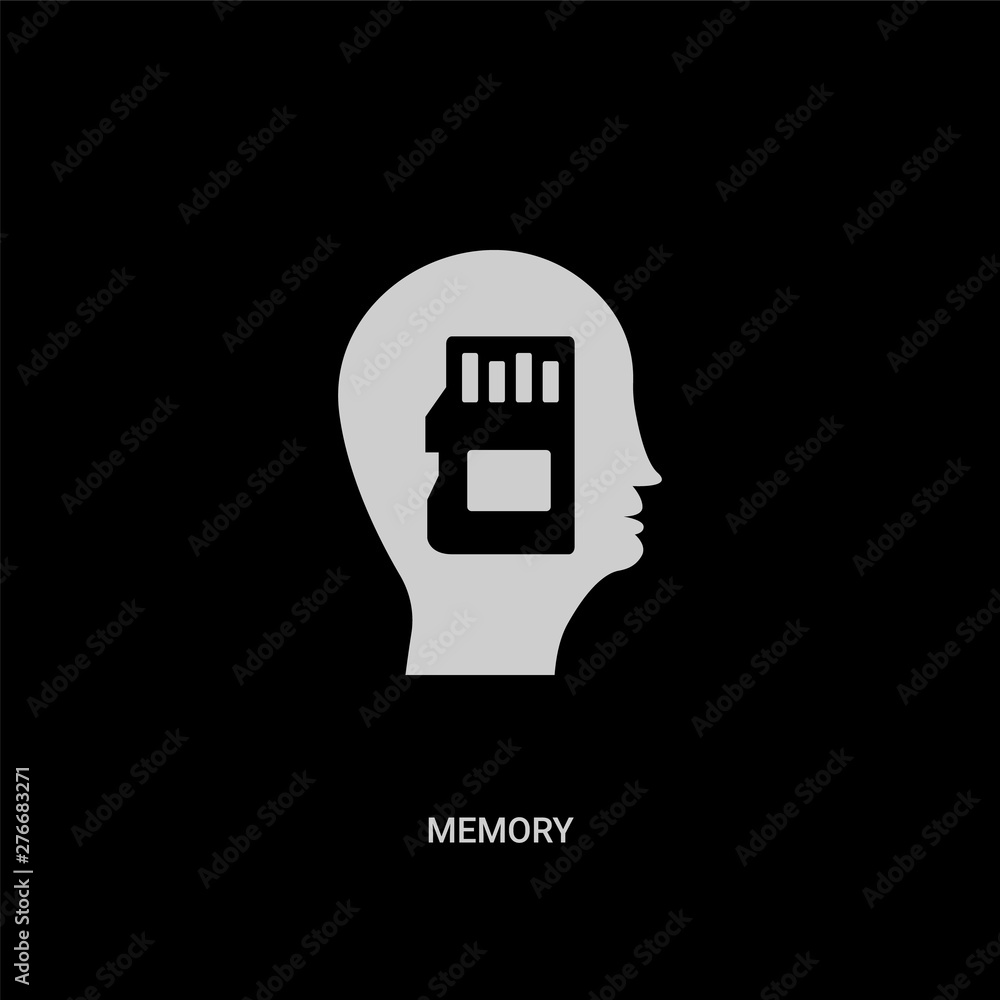 Vettoriale Stock white memory vector icon on black background. modern flat  memory from brain process concept vector sign symbol can be use for web,  mobile and logo. | Adobe Stock