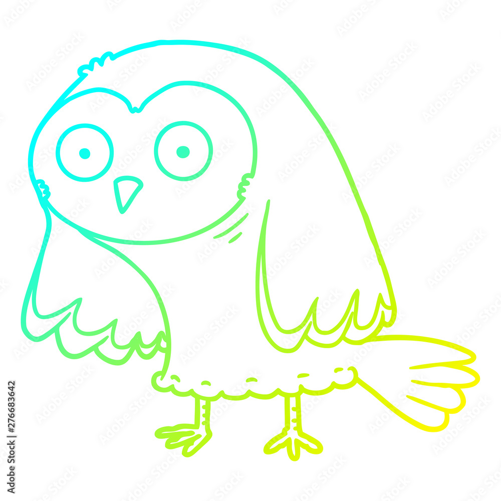 Fototapeta premium cold gradient line drawing cartoon owl