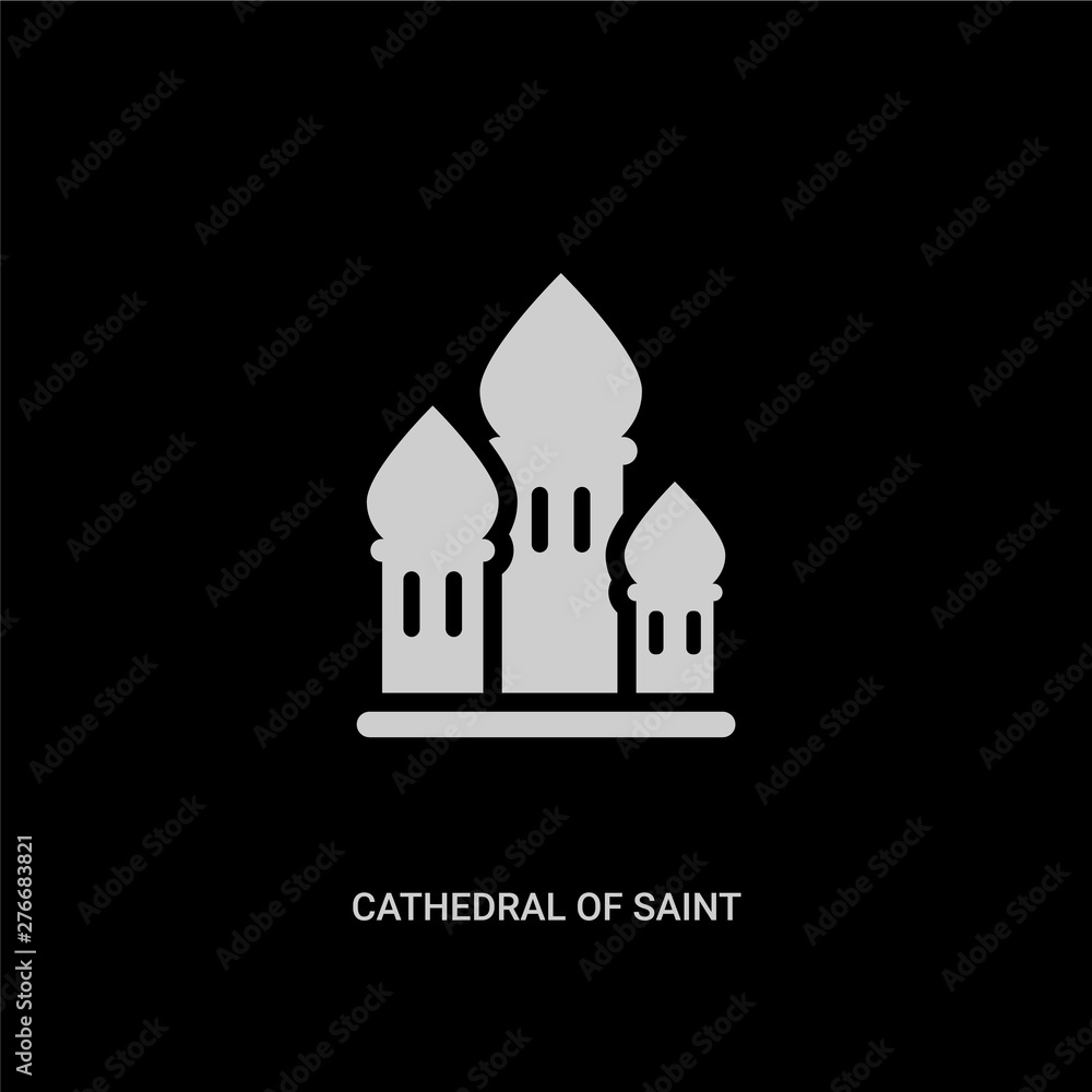 white cathedral of saint basil vector icon on black background. modern flat cathedral of saint basil from buildings concept vector sign symbol can be use for web, mobile and logo. white cathedral of saint basil vector icon on black background. modern flat cathedral of saint basil from buildings concept vector sign symbol can be use for web, mobile and logo.