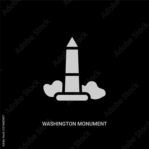 white washington monument vector icon on black background. modern flat washington monument from buildings concept vector sign symbol can be use for web, mobile and logo.