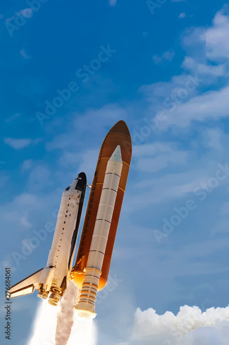 Fototapeta Naklejka Na Ścianę i Meble -  Rocket and light. The elements of this image furnished by NASA.