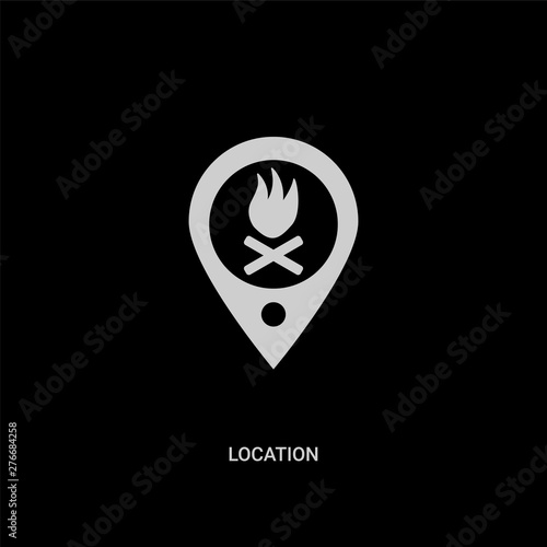 Free Download white location vector icon on black background. modern flat location from camping concept vector sign symbol can be use for web, mobile and logo. - GFXLoad