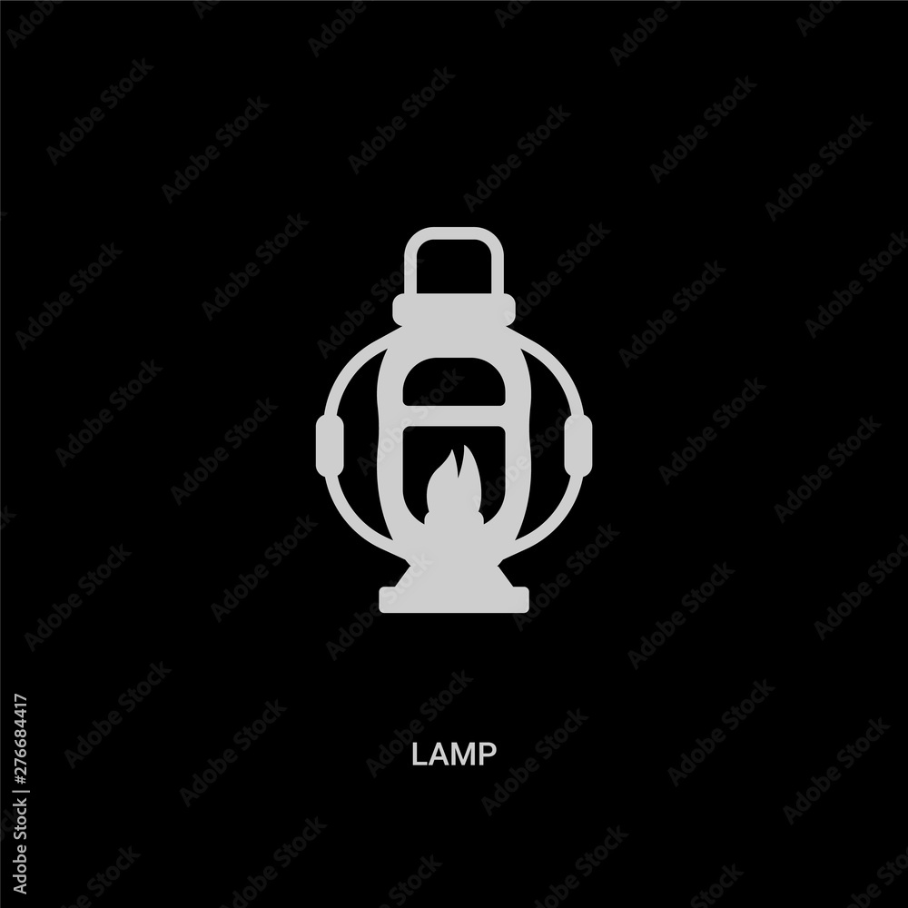 Obraz premium white lamp vector icon on black background. modern flat lamp from camping concept vector sign symbol can be use for web, mobile and logo.