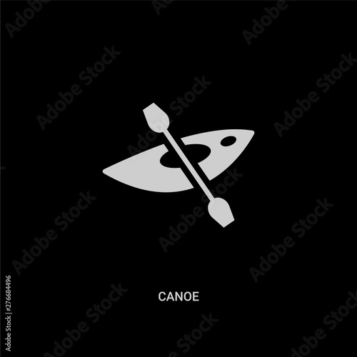 white canoe vector icon on black background. modern flat canoe from camping concept vector sign symbol can be use for web, mobile and logo.