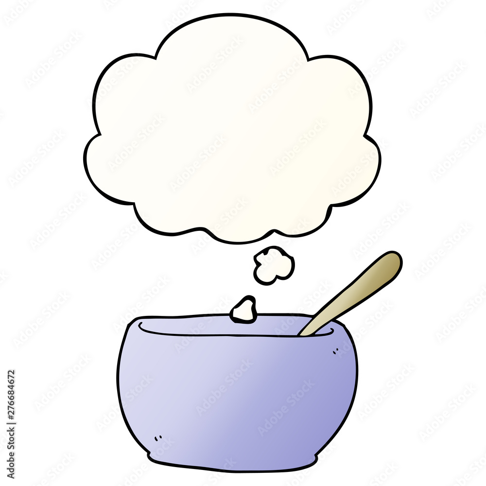 cartoon soup bowl and thought bubble in smooth gradient style cartoon soup bowl and thought bubble in smooth gradient style