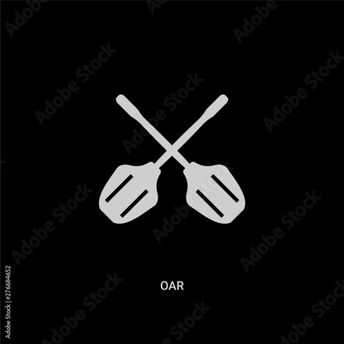 white oar vector icon on black background. modern flat oar from camping concept vector sign symbol can be use for web, mobile and logo.