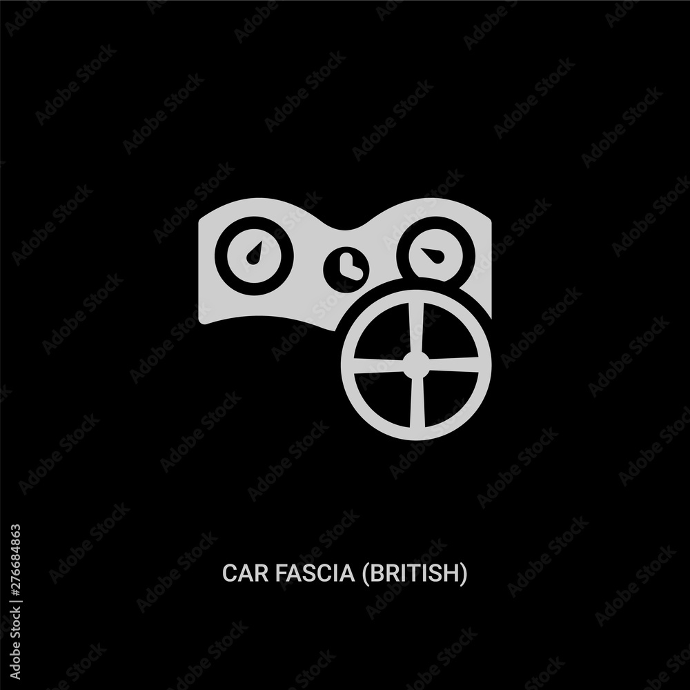 white car fascia (british) vector icon on black background. modern flat car fascia (british) from car parts concept vector sign symbol can be use for web, mobile and logo. white car fascia (british) vector icon on black background. modern flat car fascia (british) from car parts concept vector sign symbol can be use for web, mobile and logo.
