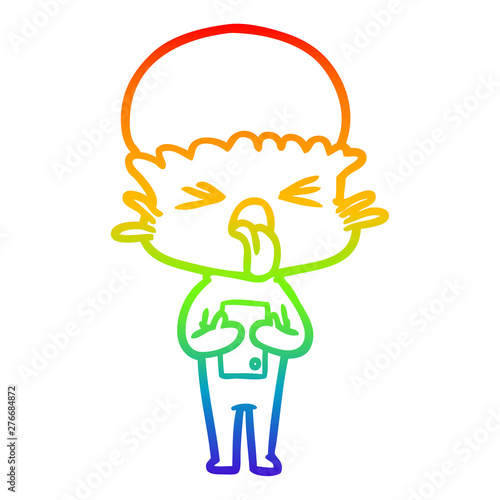 rainbow gradient line drawing disgusted cartoon alien