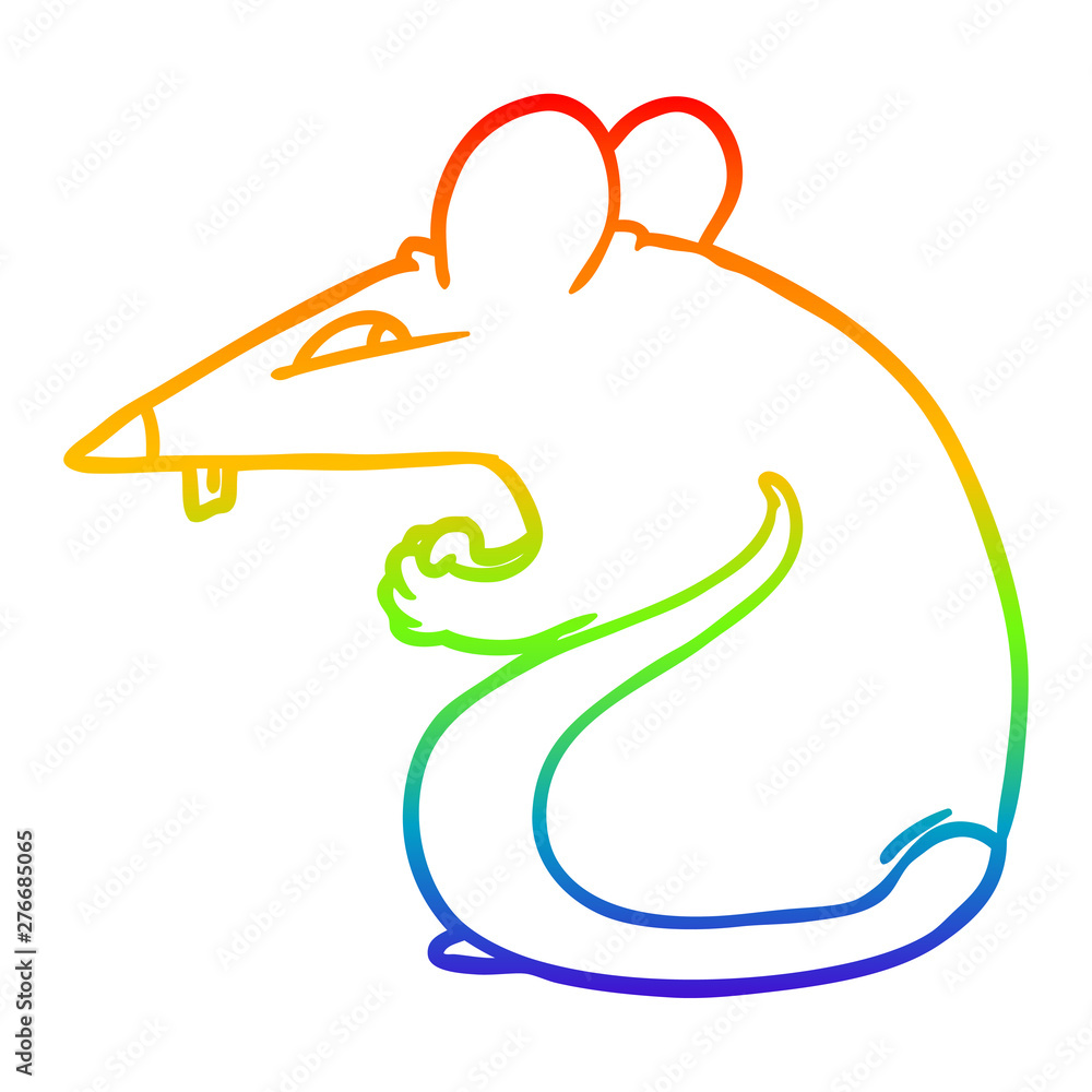 Obraz premium rainbow gradient line drawing sly cartoon rat