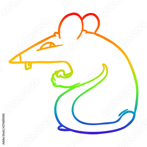 rainbow gradient line drawing sly cartoon rat